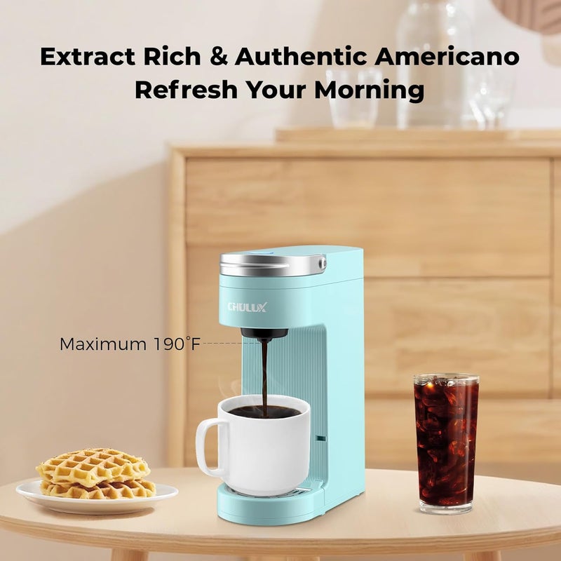 CHULUX Slim Single Serve Coffee Maker, Lightweight K-pod Coffee Machine for Travel & Home, Cyan - Image 5